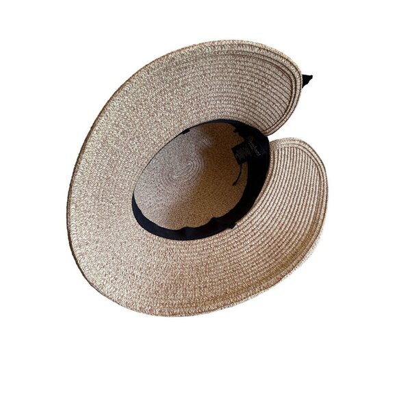 Wide-Brim Straw Sun Hat With Black Ribbon Bow For Women UV Protection By Comhats - Picture 5 of 5